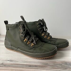 Keds Scout Boot Womens Size 6, Olive Green w/ Soft Plaid Lining, Canvas Lace Up